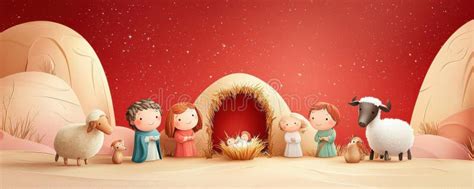 4k Realistic Animation Of A Nativity Scene With Shepherds Red