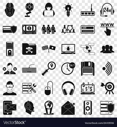 Cyber Crime Icons Set Simple Style Royalty Free Vector Image