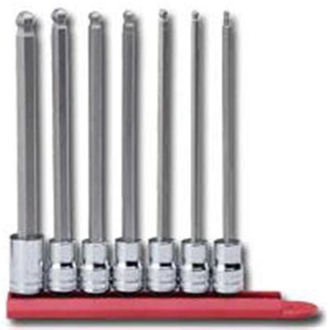 7 Piece 3 8 Inch Drive Sae Long Ball Hex Bit Socket Set