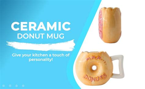 Ceramic Donut Mug Delicious Pink Glaze Doughnut With Sprinkles