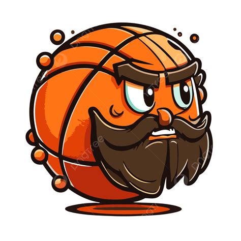 Basketball Free Vector Sticker Clipart Cartoon Basketball Ball Bearded With Bearded Face