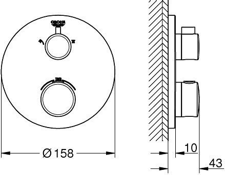 Grohe Concealed Shower Set With Thermostatic Mixer Head Shower Mm