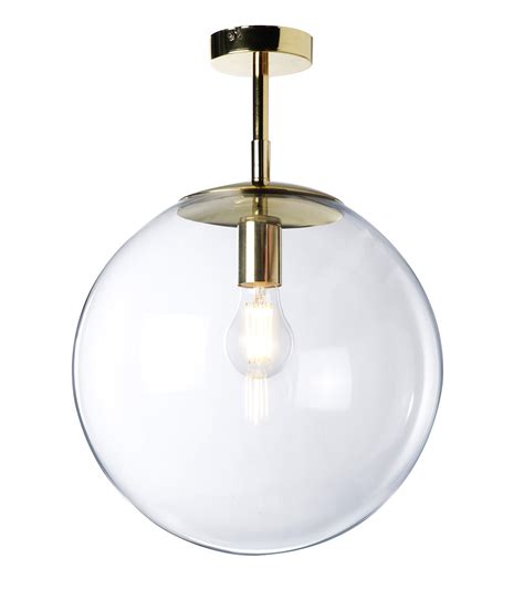 Plafonnier Globus M Tal Laiton Et Verre Transparent Lussiol Lighting