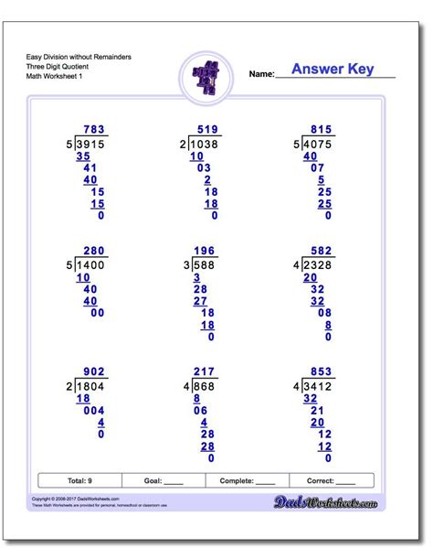 Long Division Worksheets Year 6 No Remainders