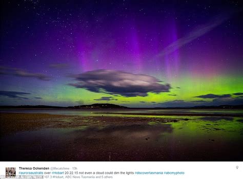 Aurora Australis Lights Up Hobarts Night Sky In A Purple Haze Daily