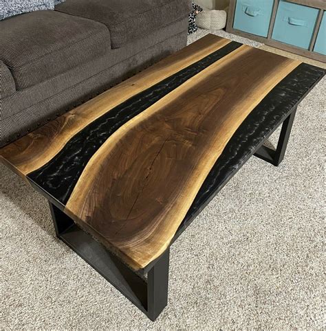 New Epoxy River Black Walnut Coffee Table W X L X H Etsy