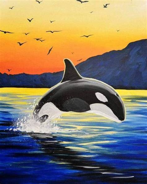 5D Diamond Painting Sunset Orca Kit