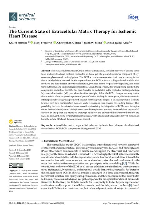 PDF The Current State Of Extracellular Matrix Therapy For Ischemic