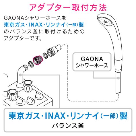 【楽天市場】gaona ガオナ シャワーホース用アダプター リンナイ（一部）・東京ガス・inaxバランス釜用 （g1 2ネジ シャワーホース