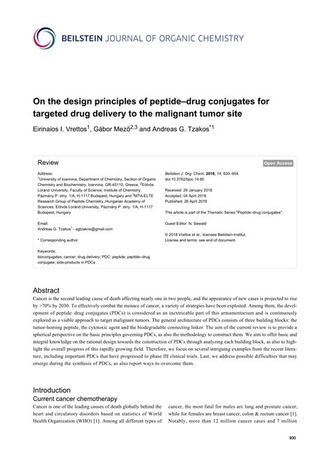 (PDF) On the design principles of peptide–drug conjugates for targeted ...