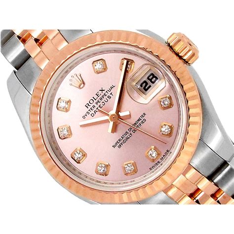 26mm Rolex 18k Rose Gold Stainless Steel Oyster Perpetual Datejust Watch