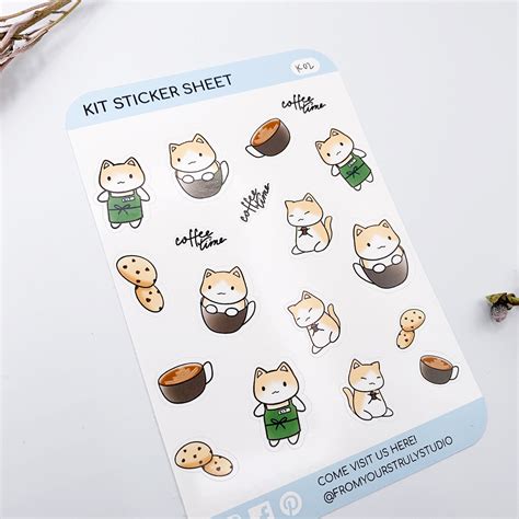 Coffee Kit Stickers cute cat sticker barista cat sticker | Etsy