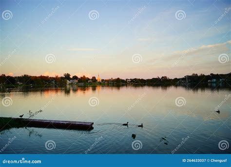 Sunset Landscape Of Lake Morton Of Lakeland Stock Image Image Of