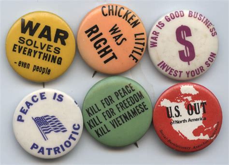 6 Anti Vietnam War Slogan Buttons Mid 1960s 1815414990