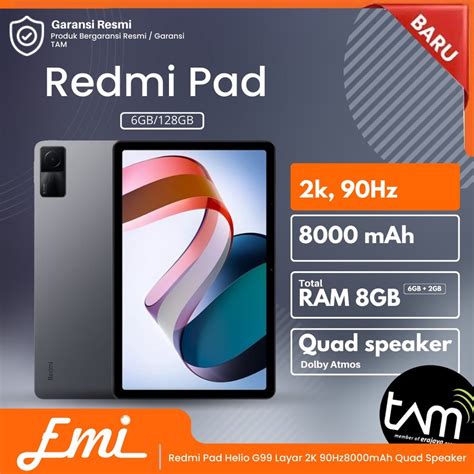 Jual Redmi Pad Helio G99 Layar 2K 90Hz 8000mAh Quad Speaker Shopee