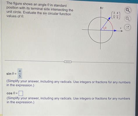 Solved The Figure Shows An Angle In Standard Position With Its