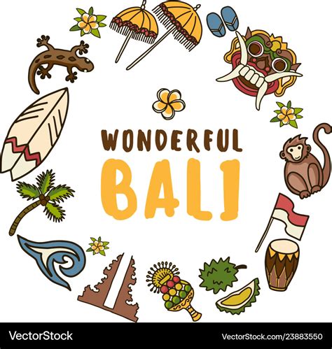 Bali Icons Set Royalty Free Vector Image Vectorstock