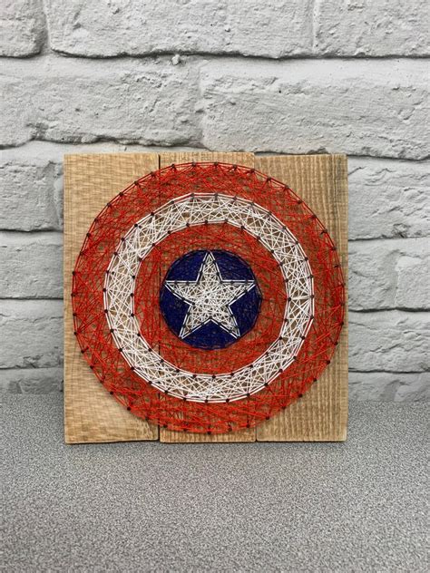 Captain America String Art Superhero Marvel Wooden Etsy