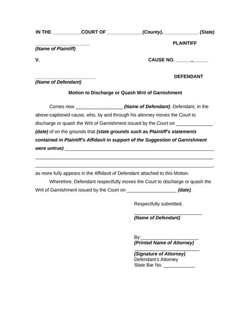 Quash Writ Of Garnishment Fill Out Sign Online DocHub