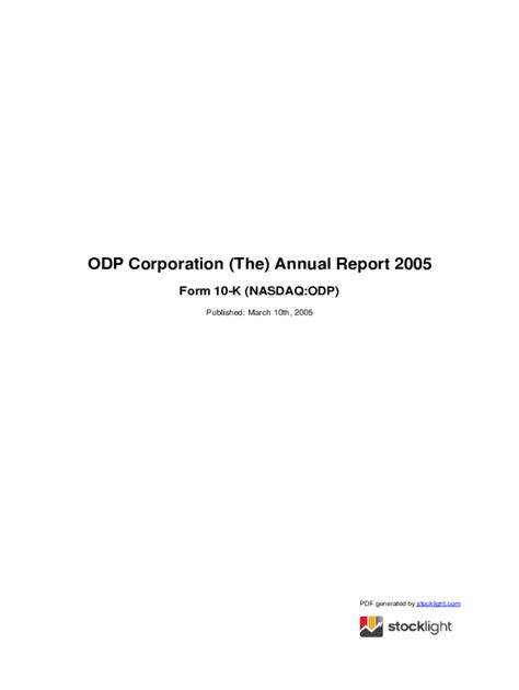 Fillable Online Odp Sec Filings Odp Corporation The Annual Report