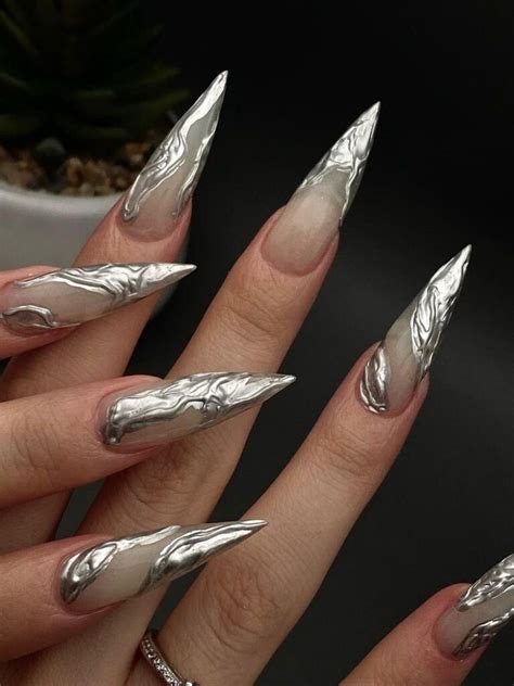 Edgy Nails Grunge Nails Dark Nails Silver Nails Funky Nails Classy