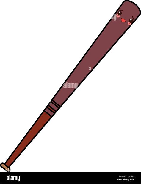 Kawaii Wooden Baseball Bat Sport Cartoon Stock Vector Image And Art Alamy