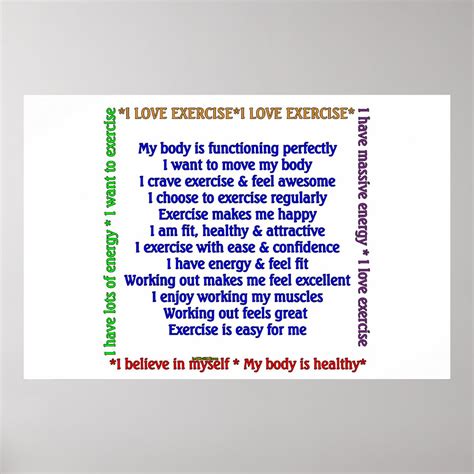 Positive Exercise Affirmations Poster | Zazzle