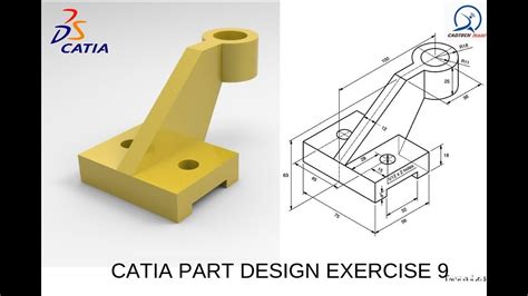 Catia Tutorials Simple Part Design Exercise 9cadtech Mahi Youtube