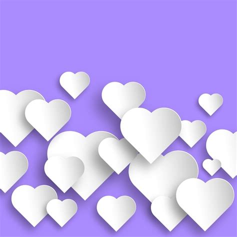 Corazones De Papel Blanco Sobre Fondo Gris Vector Premium