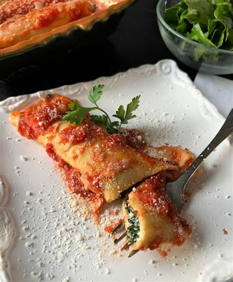 Three Cheese And Spinach Manicotti Makes The Meal