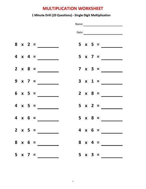 Math Aids Multiplication Drills