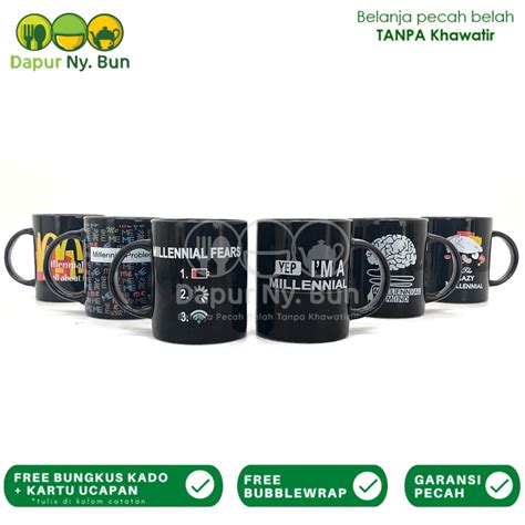 jual gelas mug unik motif millenial cangkir minum ml shopee