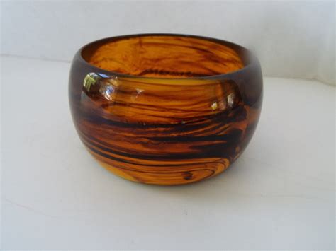 Root Beer Lucite Faux Tortoise Swirled Marbled Faux Amber Bangle