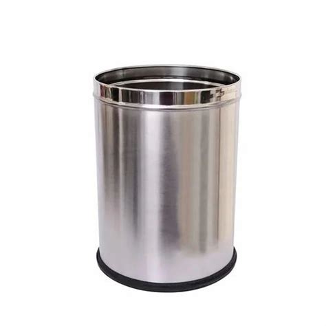 Stainless Steel Open Top Plain Solid Ss Dustbin For Office Capacity