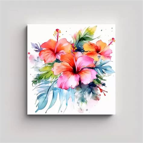 Cuadros Arte Pop Tropical 40x40cm Bastidor Madera Flores Cuotas Sin