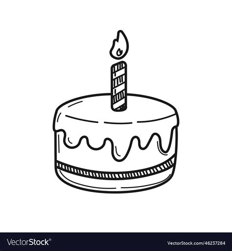 Birthday cake in cute doodle style Royalty Free Vector Image