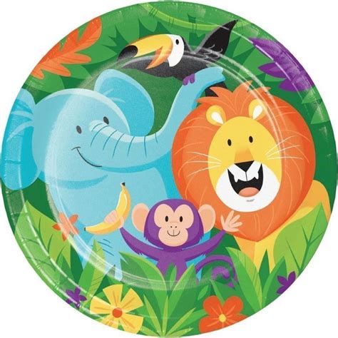 Assiette Jetable Animaux De La Jungle X Anniversary House Maspatule