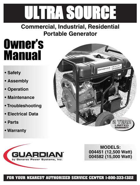 Generac Watt Guardian Ultra Source Generator Manual Selling