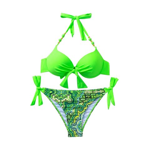 STETMN Women S Triangle Bikini Floral String Bikini Set Two Piece Swimsuit Bathing Suits