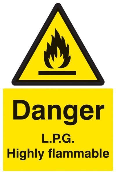 14427p Danger Lpg Highly Flammable Rigid Plastic 600x400mm Safety Sign