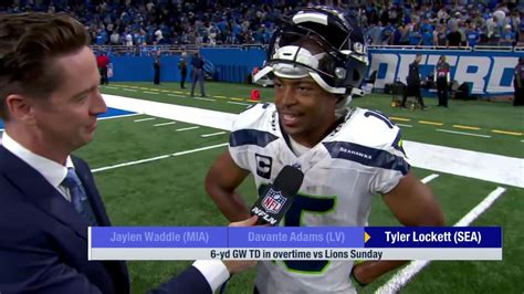 Seattle Seahawks wide receiver Tyler Lockett reacts to his game-winning ...