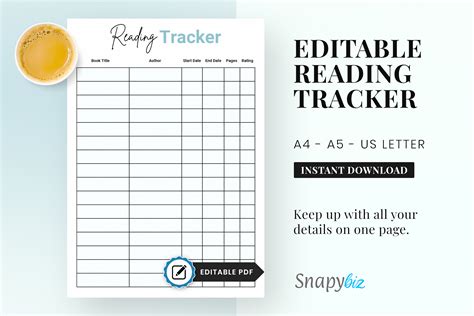 Free Printable Reading Tracker Snapybiz