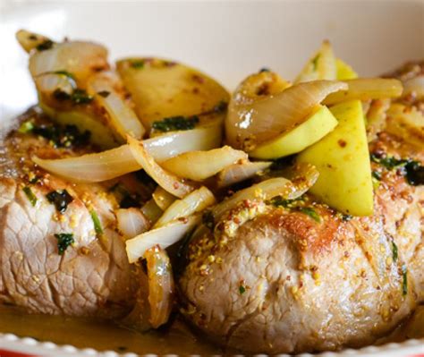 Roast Pork Tenderloin With Onions Apples Helen Browning S Organics