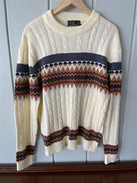 Vintage Jc Penney Nordic Fair Isle Ski Sweater Men Gem