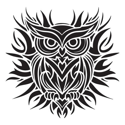 owl head animal tribal tattoo ' Silhouette style white background 46657375 Vector Art at Vecteezy