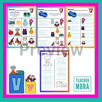 Phonological Awareness Phonics Tracing Writing Letter Vv V