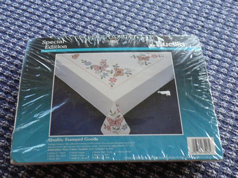 Stamped Embroidery Tablecloth Kit Butterfly Serenade By