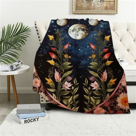 Aristuring Moonlit Garden Throw Blanket Moon Phase Surrounded By Vines