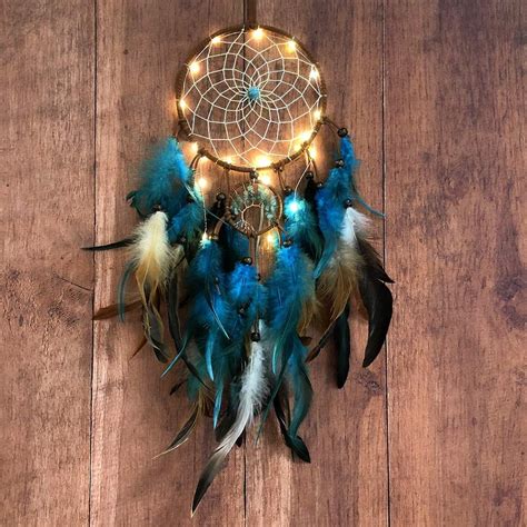 Vvolf Dream Catcher Blue Handmade Feather Dream Catcher For Bedroom