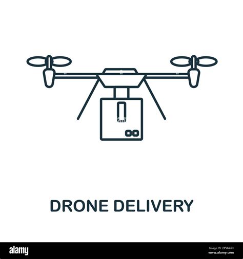 Drone Delivery Line Icon Monochrome Simple Drone Delivery Outline Icon For Templates Web